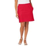 Plus Size Women's Everyday Stretch Cotton Skort by Jessica London in Vivid Red (Size 1X)