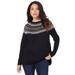 Plus Size Women's Fair Isle Pullover Sweater by Roaman's in Black Classic Fair Isle (Size 34/36)
