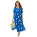 Plus Size Women's Stamped Empire Waist Dress by Woman Within in Bright Cobalt Starfish (Size 3X)