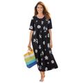 Plus Size Women's Stamped Empire Waist Dress by Woman Within in Black Starfish (Size 3X)