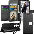 iPhone 14 Pro Wallet Case iPhone 14 Pro PU Leather Case PU Leather Magnet Stand Wallet Credit Card Holder Flip Case 6 Card Slots Case For Apple iPhone 14 Pro 6.1 - Black