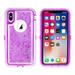 SOATUTO Case for iPhone XR 3 in1 Layers Hybrid Liquid Glitter Flowing Quicksand case Clear Soft Shockproof TPU Slim Protective Cover for iPhone XR(Purple)