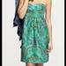 J. Crew Dresses | J Crew Casbah 100% Silk Green Teal Paisley Dress Strapless Sweetheart 4 | Color: Blue/Green | Size: 4