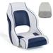 NORTHCAPTAIN M1 Premium Sport Flip Up Boat Seat Captain Bucket Seat with Boat Seat Cover White/Navy Blue
