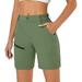 YuKaiChen Women s Hiking Cargo Shorts Quick Dry Active Golf Shorts Summer Travel Shorts with Zipper Pockets Water Resistant OliveGreen M