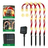 Outdoor Christmas Aisle Lights Set of 8 15ft Solar Candy Cane Christmas Lights Holiday Garden Christmas Decorations Waterproof Pile