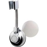 Shower Head Holder - Flexible Shower Head Holder Adjustable Vacuum Suction Cup Shower Head Wall Mount Holder for Hand Held Shower Head (Adhesive Sticker Provided) (Chrome)