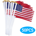 50Pack USA Hand Held Flag American Small Mini Flag American Stick Flags American Flags Stick Flag Party Supplies