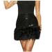 Women s Sequins Feather Tassel Skirt High Waist Flapper Dance Wrap Dress Glitter Sparkle Club Party Mini Skirts