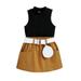 JDEFEG Matching Clothes for Family Of 4 Toddler Kids Baby Girl Sleeveless Clothes Black T Shirt Brown Skirt with Bag Outfits Set Girls Clothing Sets Kids Bow Set Black 130