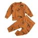 JDEFEG Clothes for 5 Year Old Boys Baby Boys Long Sleeve Patchwork Sweatshirt Tops Cartoon Print Pants Trousers Outfit Set Baby Tux Coffee 80