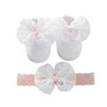 Gwiyeopda Infant Girls Flat Shoes Newborn Bowknot Soft Sole Anti Slip Crib Shoes with Headband
