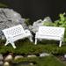 Fairnull 2Pcs Mini Park Seat Bench Garden Ornament Miniature Craft Fairy Dollhouse Decor