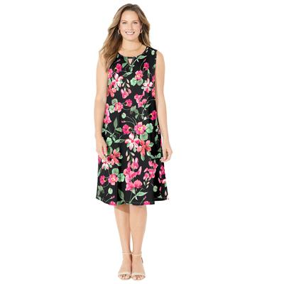 Plus Size Women's Promenade A-Line Dress by Catherines in Black Floral (Size 4X)