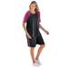 Plus Size Women's 2-Piece Short-Sleeve Set by Woman Within in Heather Charcoal Raspberry Sorbet (Size L)