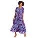 Plus Size Women's Short-Sleeve Crinkle Dress by Woman Within in Radiant Purple Floral (Size 6X)