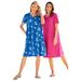 Plus Size Women's Short-Sleeve Crewneck Tee Dress by Woman Within in Bright Cobalt Flip Flops (Size 6X)
