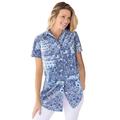 Plus Size Women's Perfect Short Sleeve Shirt by Woman Within in French Blue Patched Paisley (Size 2X)