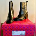 Tory Burch Shoes | Nib Tory Burch Black Sierra Antik Leather Heeled Ankle Boot Women’s Size 7 | Color: Black/Brown | Size: 7