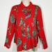 Anthropologie Tops | Maeve Anthropologie Whimsy Clock Print Button Shirt 5429e1m | Color: Red/White | Size: 8