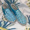 Vans Shoes | Checkerboard Slip On Vans | Color: Blue/White | Size: 5.5