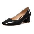 Zamikoo Women's Block Low Heel Court Shoes Slip On Square Toe Low Heel Pumps 2 Inches Classic Closed Toe Dress Shoes for Office Wedding Work Evening Patent Black EU43