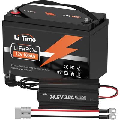 12V 100Ah LiFePO4 Batterie & 12V 20A Lithium Batterieladegerät (Zwei Pakete werden separat Image