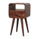 Small Bedside Table with Drawer - Solid Wood Nightstand Dark Wood Finish - Curved Bedside Cabinet- Wooden Sofa Small Side Table