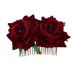 Rose Flower Hair Comb Floral Hair Accessory Headpiece for Women Girls Wedding Bridal (Wine Red)