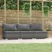 vidaXL 3 Seat Patio Sofa with Cushions Gray Poly Rattan