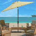 SAFAVIEH Iris 11 Market Crank Round Patio Umbrella Orange Stripe