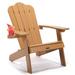 Adirondack Chair Backyard Outdoor Furniture Painted Seating with Cup Holder All-Weather and Fade-Resistant Plastic Wood for Lawn Patio Deck Garden Porch Lawn Furniture Chairs Brown