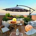 10 ft Outdoor Patio Umbrella Solar Powered LED Lighted Sun Shade Market Waterproof 8 Ribs Umbrella with Crank and Cross Base for Garden Deck Backyard Pool Shade Outside Deck Swimming Pool