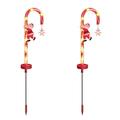 Solar Christmas Candy Cane Lights Garden Decorations Solar Powered Xmas Pathway Markers Lights Outdoor Waterproof Outside Decor Stake with Snow Flower & Santa for Yard Patio Landscapeï¼Œ2PCS