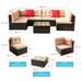 Patio Furniture Set PE Rattan Sectional Garden Furniture Corner Sofa Set (7 Pieces Shallow brownCushion)