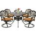 VIVIJASON 5-Piece Outdoor Patio Dining Set All-Weather Cast Aluminum Conversation Set Patio Furniture Set for Deck Lawn Garden Include 4 Swivel Dining Chairs a 35.4 Square Table w/Umbrella Hole