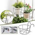 Shldybc Hanging Railing Planters Flower Pot Holders Plant Iron Racks Fence Metal Potted Stand Mounted Balcony Round Plant Baskets Shelf Container Box for Balcony Garden Indoor & Outdoor