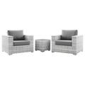 Side Lounge Chair Table Set Rattan Wicker Grey Gray Modern Contemporary Urban Design Outdoor Patio Balcony Cafe Bistro Garden Furniture Hotel Hospitality