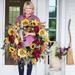 Sunflower Wreath Country French Wreath Front Door Hanging Ornament Holiday Home Decoration for Thanksgiving