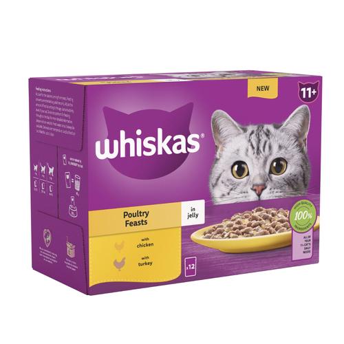 48x85g Senior 11+ Poultry Feasts in Jelly Whiskas Wet Cat Food