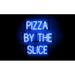 SpellBrite PIZZA BY THE SLICE LED Sign for Business. 22.4 x 23.8 Blue PIZZA BY THE SLICE Sign Has Neon Sign Look With Energy Efficient LED Light Source. Visible from 500+ Feet 8 Animations.