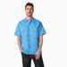 Dickies Men's Madras Short Sleeve Work Shirt - Azure Blue Size L (WSR53)