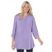 Plus Size Women's Three-Quarter Sleeve Tab-Front Tunic by Woman Within in Soft Iris Dot (Size 4X)
