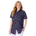 Plus Size Women's Perfect Short Sleeve Shirt by Woman Within in Navy Hearts And Stars (Size 3X)