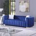 HALLSTATT 87.01" Square Channel Sofa Velvet/Linen in Blue | 27.56 H x 87.01 W x 33.86 D in | Wayfair W1099S00014