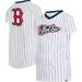 Girls Youth New Era White Boston Red Sox Pinstripe V-Neck T-Shirt