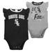 Girls Newborn & Infant Black/Heather Gray Chicago White Sox Little Fan Two-Pack Bodysuit Set