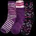 Kate Spade Accessories | Kate Spade Black Purple Floral Striped Crew Socks Women’s One Size New | Color: Pink/Purple | Size: 4-10 Women
