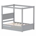 Harriet Bee Florette Full Canopy Bed in Gray | 71.2 H x 56.9 W x 79.5 D in | Wayfair 8A23DCF7B0804B8C8C7A772E5A15A850