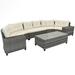 Wildon Home® Nolia 136.2" Wide Outdoor Curved Patio Sectional w/ Cushions Wicker/Rattan/Metal in Gray | 27.5 H x 136.2 W x 70.4 D in | Wayfair